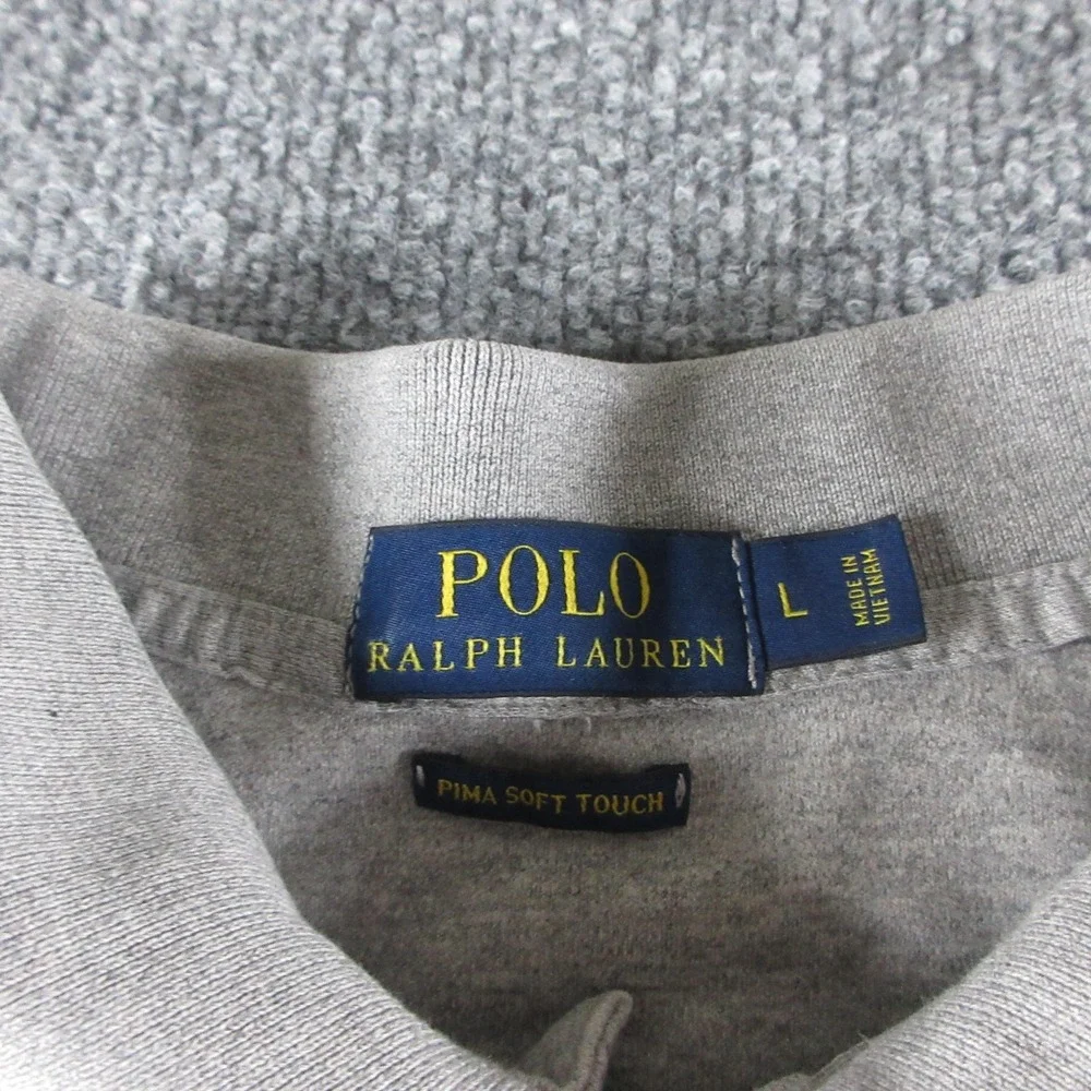Polo Ralph Lauren Polo Shirt Mens L Gray Short Sleeve Pima Soft Touch Cotton